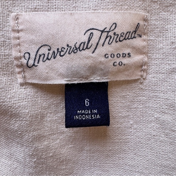 Universal Thread Short Sleeve Linen Blend Boilersuit Jumpsuit Ecru Cream Sz 6 - Picture 3 of 16